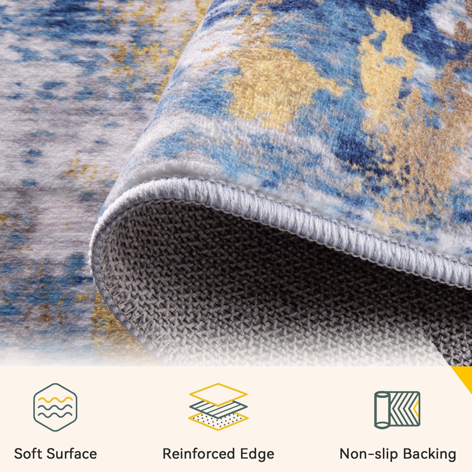RELEANY silk-like luster enhances the rug's contemporary look.