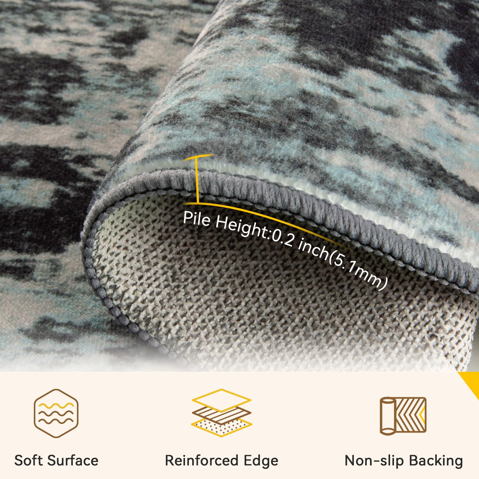RELEANY soft low-pile texture offers barefoot-friendly comfort