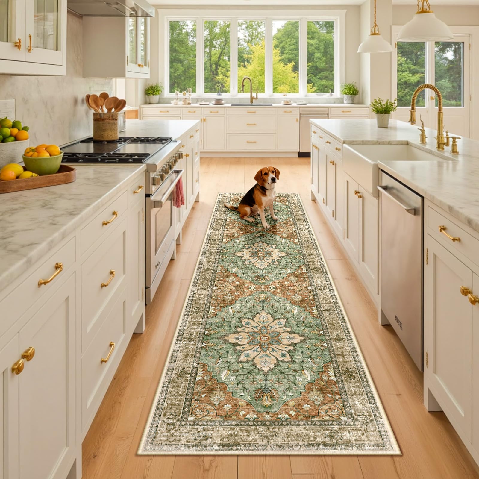 RELEANY soft low-pile rug provides comfortable footfall in high-traffic rooms.