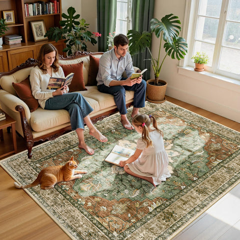 RELEANY soft low-pile area rug feels comfortable underfoot in daily living.