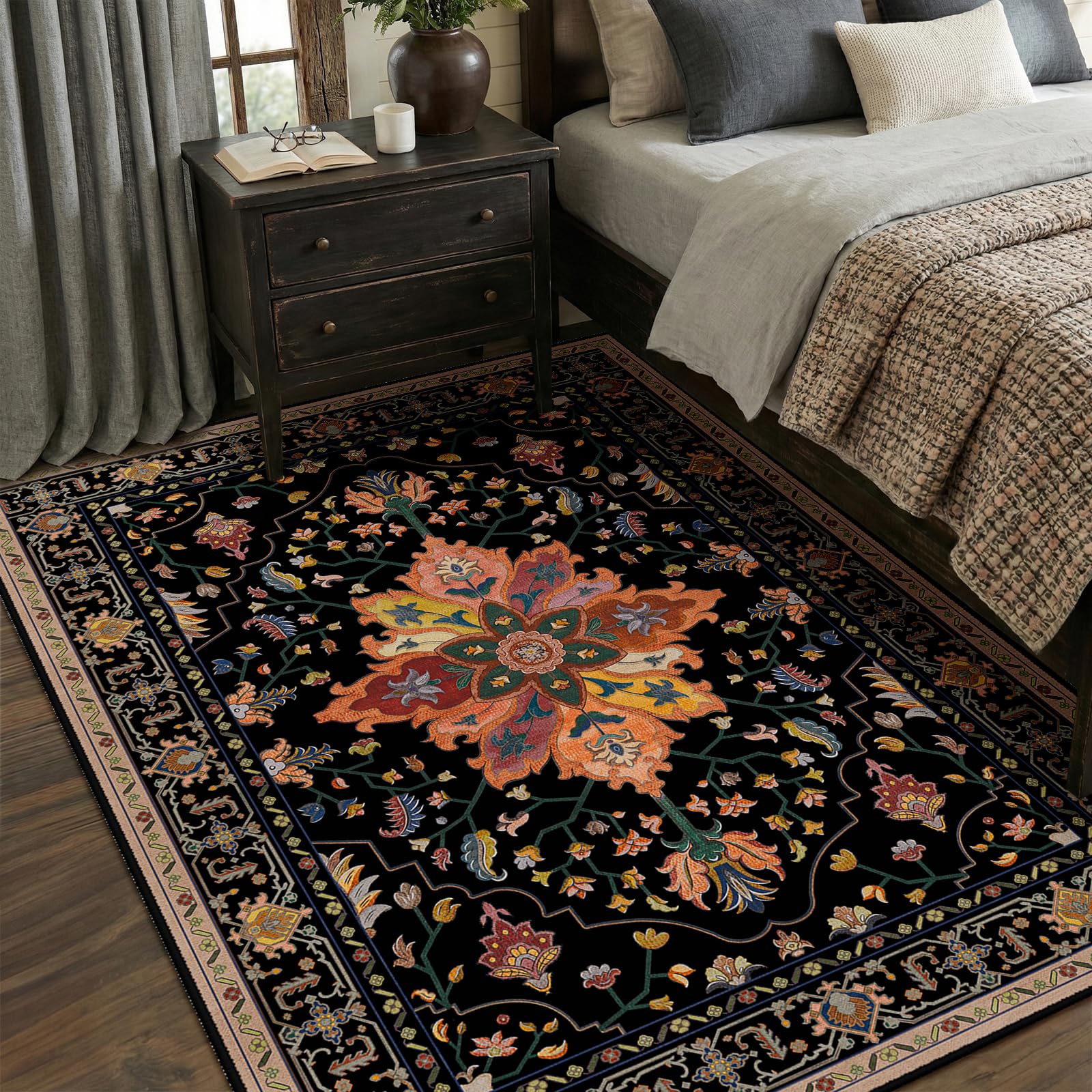 RELEANY Sunflower Series rug enhances decor with distressed floral colors