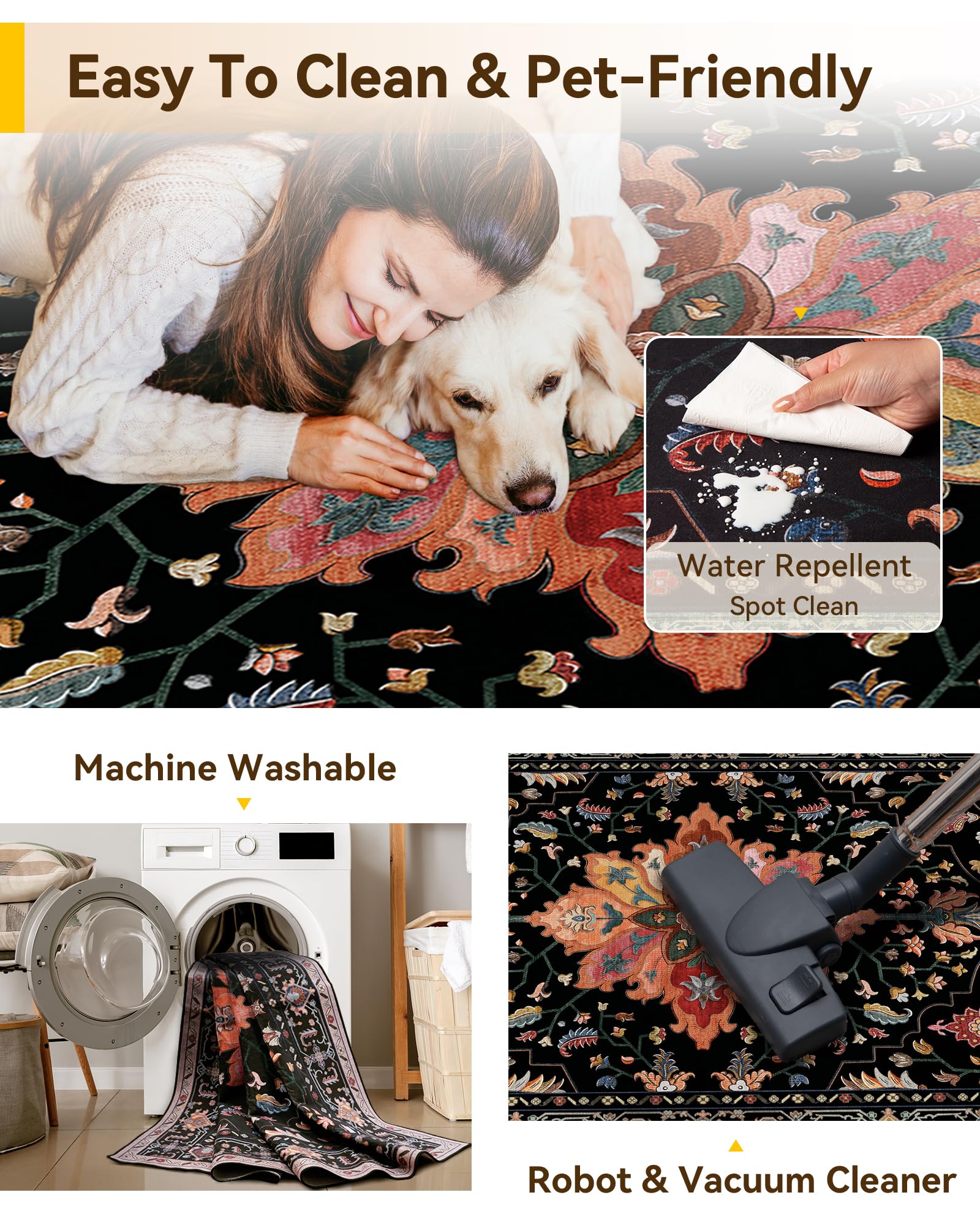 RELEANY thin design rug fits behind doors and around furniture