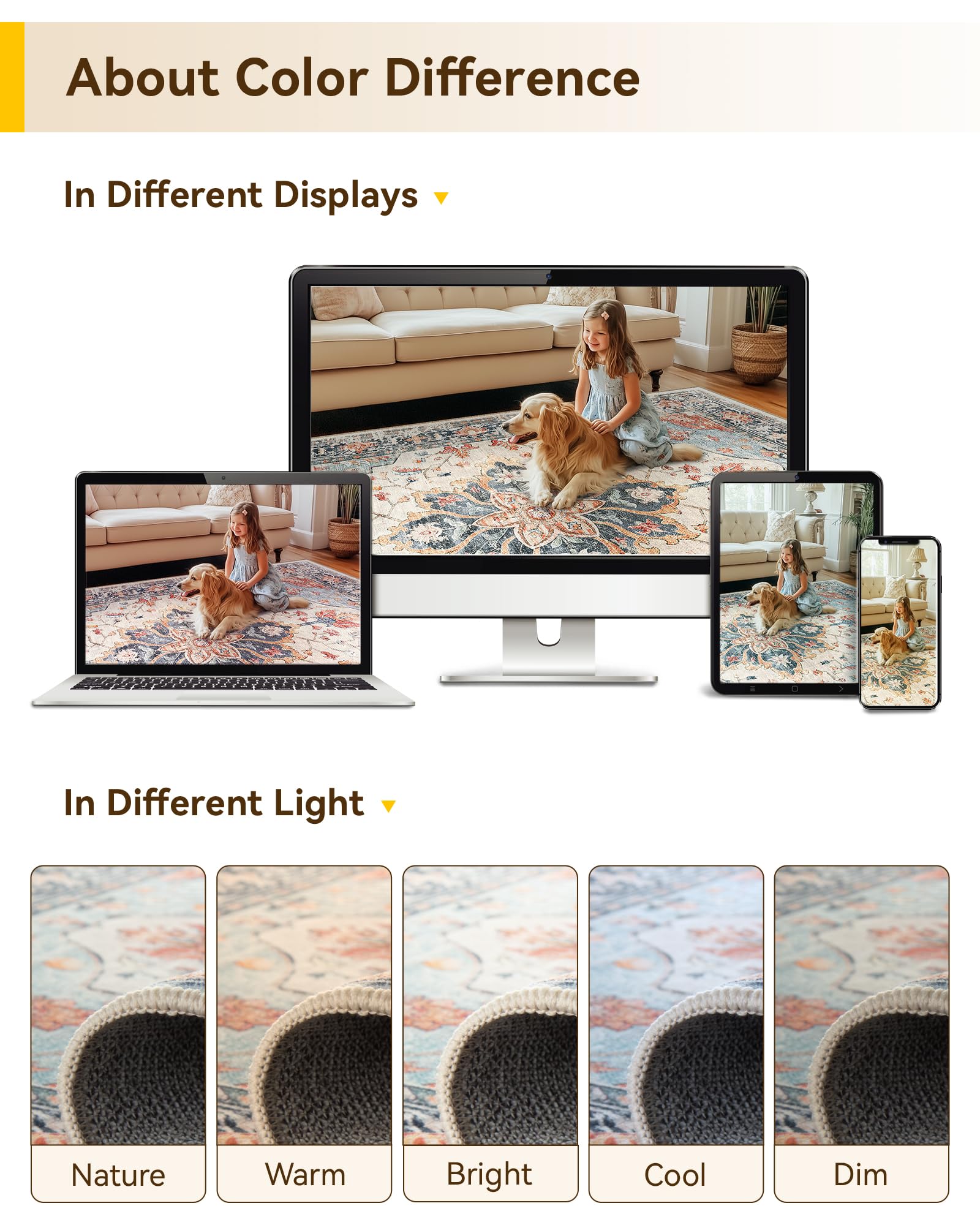 RELEANY versatile rug for living room, bedroom, and dining areas