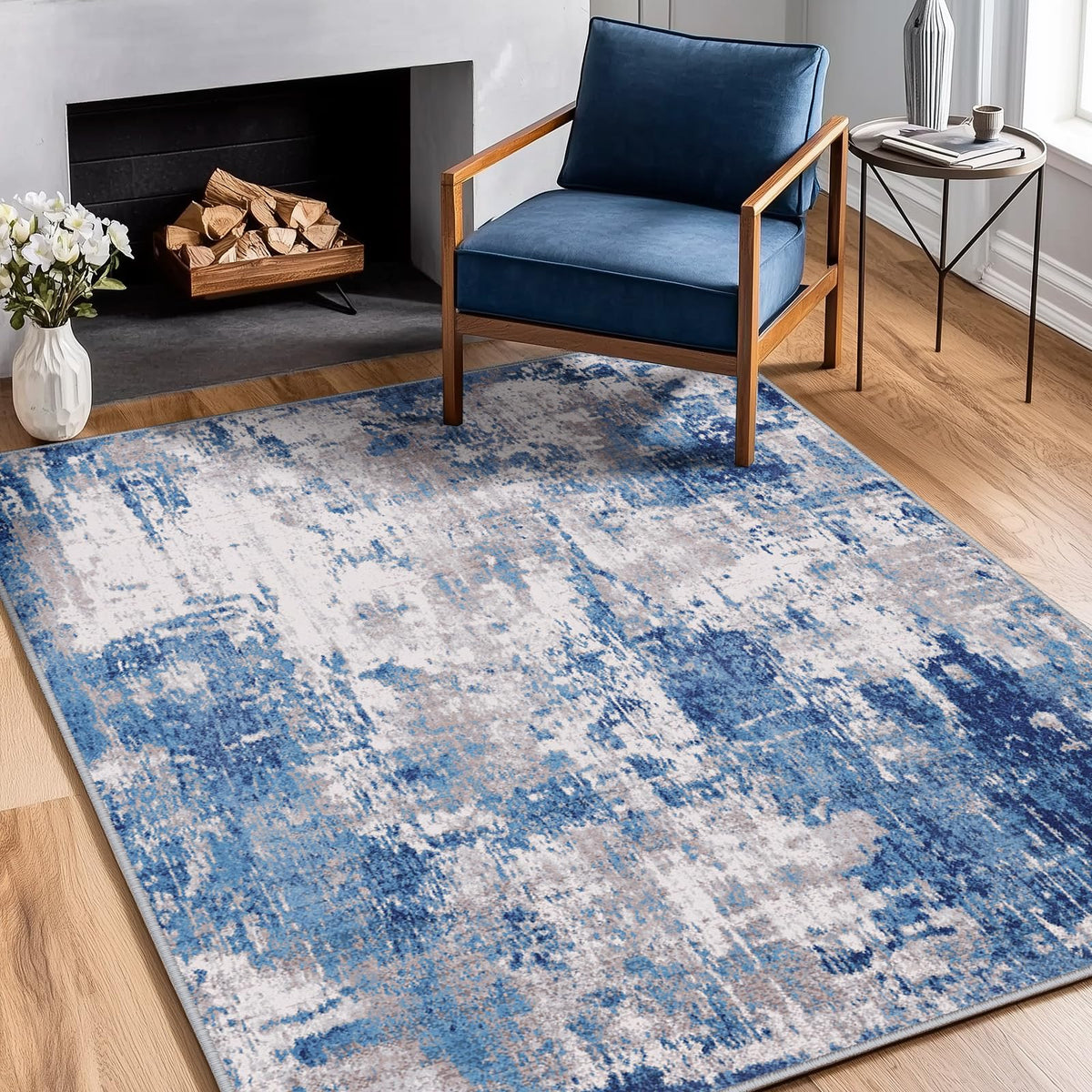 RELEANY 3x5 washable area rug with non-slip backing stays securely in place.