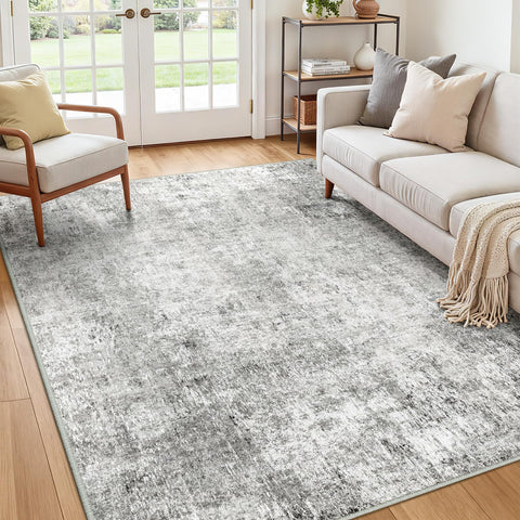 RELEANY washable area rug 5' x 7' with non-slip backing keeps living spaces secure.