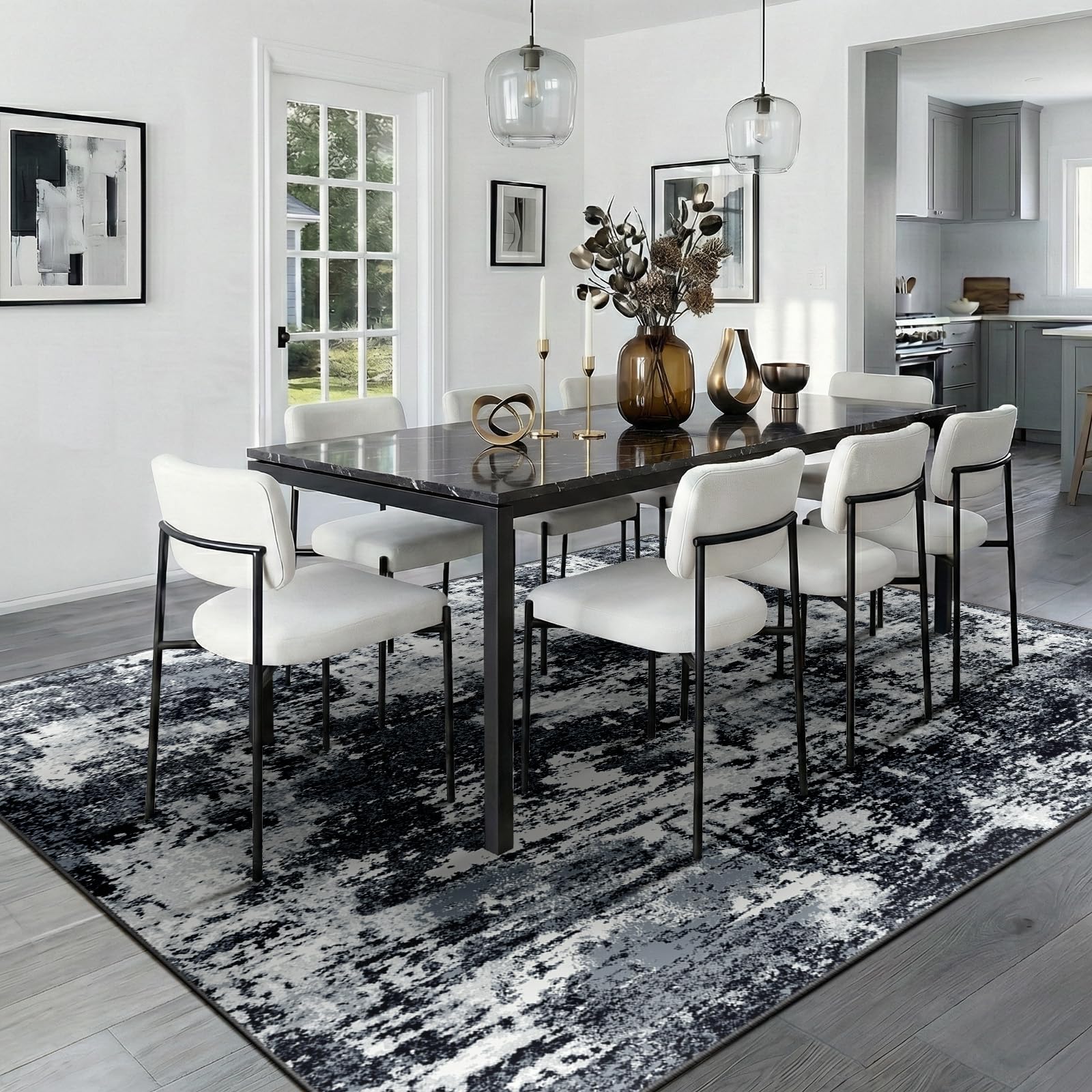 RELEANY dining-room scene adds color without crowding space.