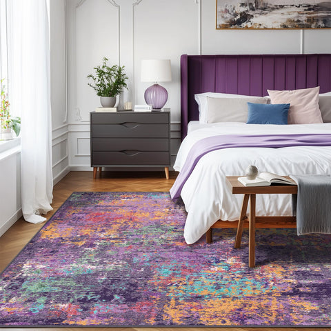 RELEANY rug with non-slip back securing placement on flooring