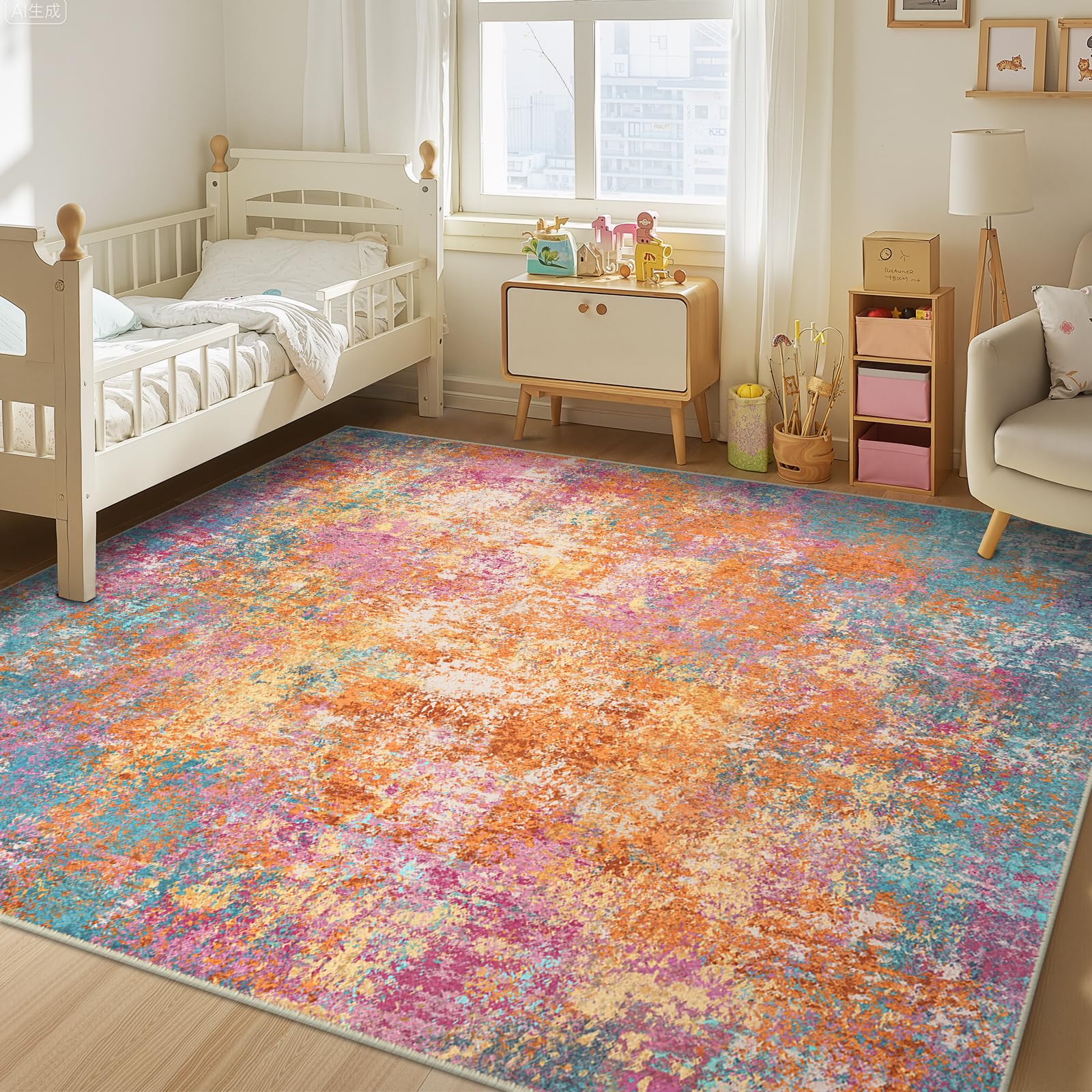 RELEANY Washable Area Rug with non-slip backing for safer high-traffic areas