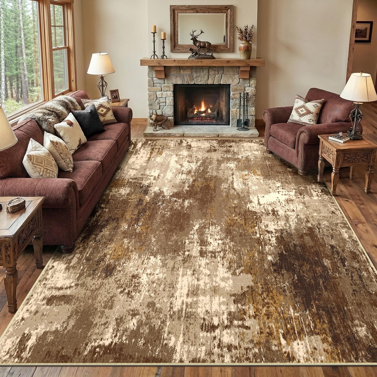 RELEANY rug with water-repellent surface helps wipe spills quickly.