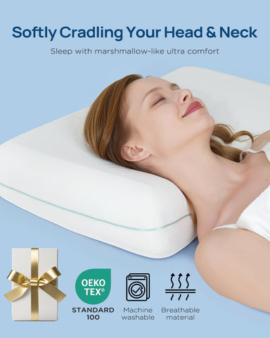 Releep pillow packaging image highlights unboxing and care basics.