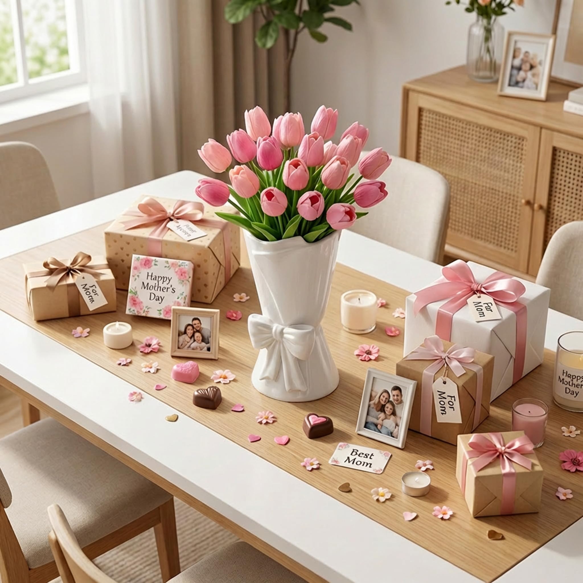 Relexome bow vase suited for weddings or baby showers with elegant florals