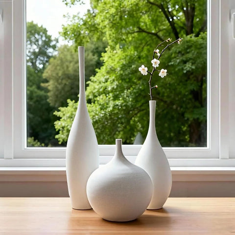 Relexome vase set tall vertical creates a dramatic centerpiece.