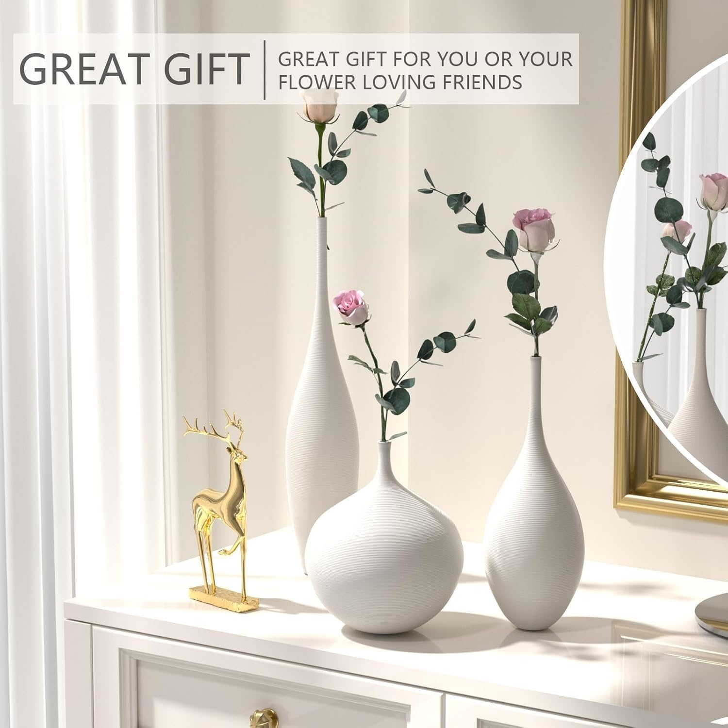 Relexome vase shelf decor pairs with greenery for everyday elegance.