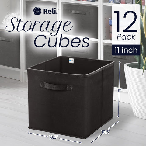 Reli reinforced-handles bin with double stitching for easy carrying in closets or offices.