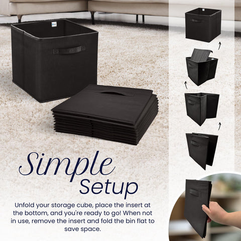 Reli cube bin stacked on shelf showcases a neat, symmetrical storage solution.