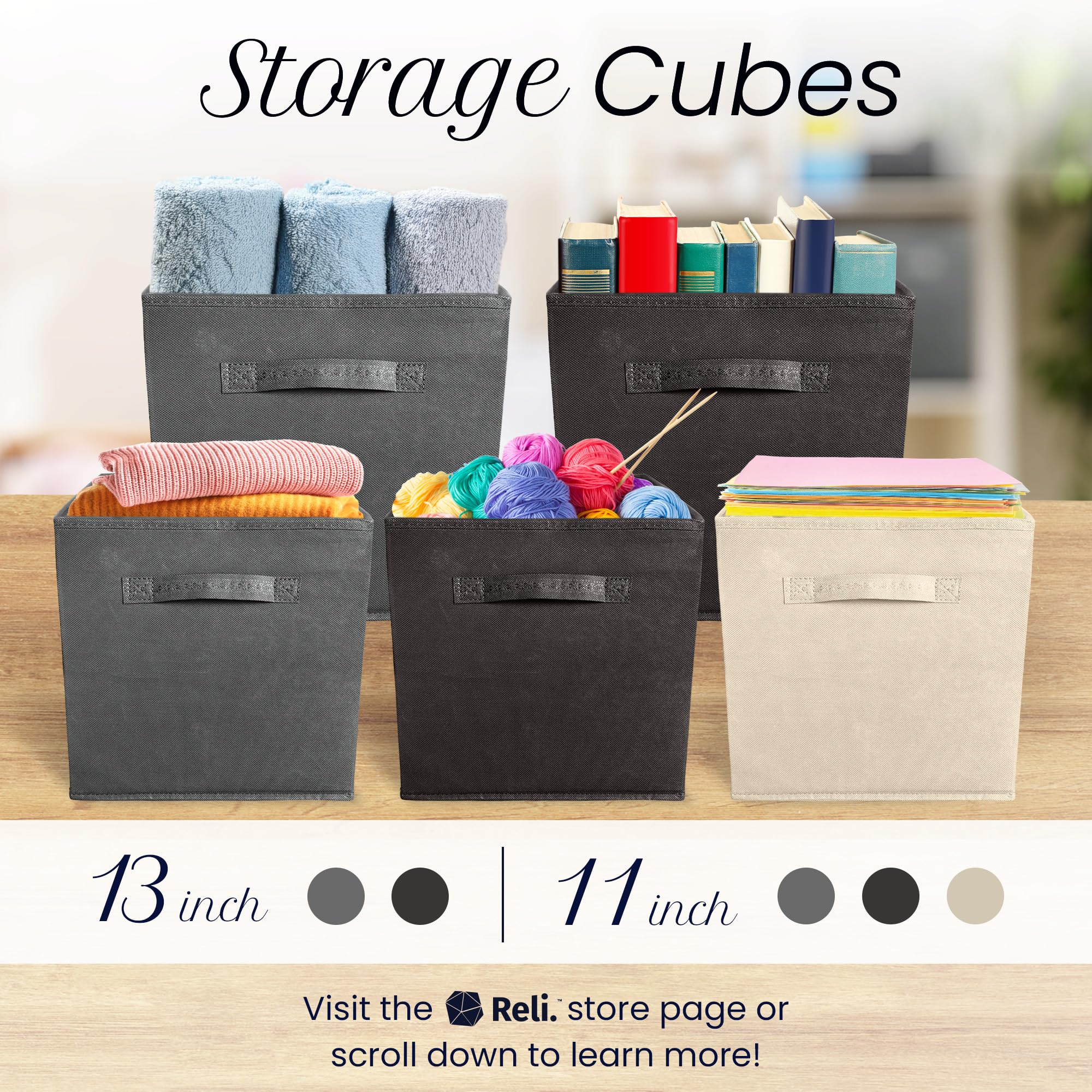 Reli storage cubes simplify shelving in bedrooms and home offices.