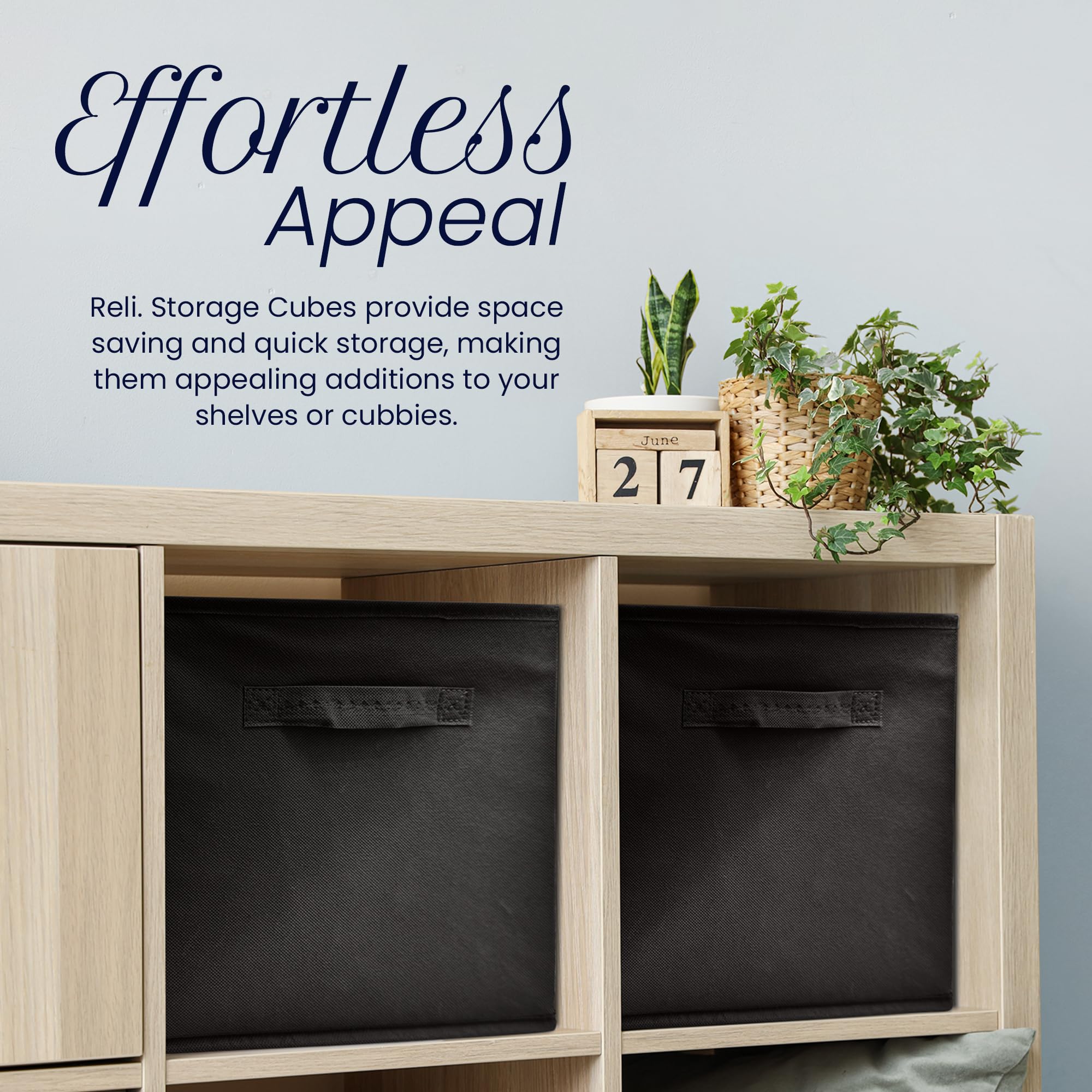 Reli 13x13 cube bin with reinforced handles for secure transport.