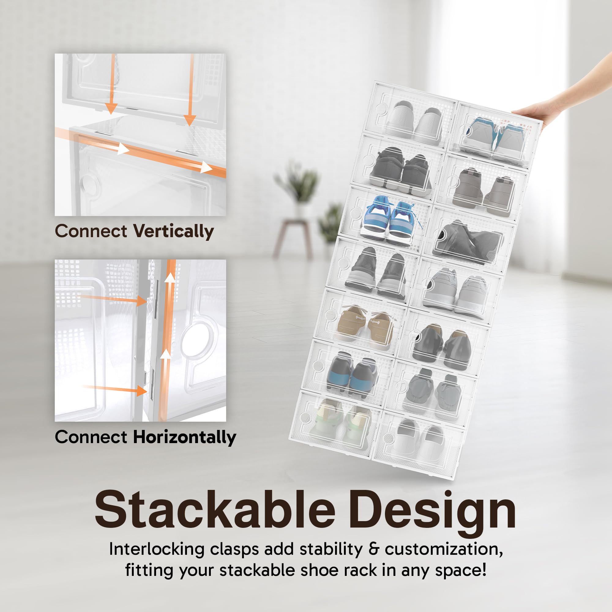 Reli space-saving design fits sneakers, flats, boots up to size 9/10.