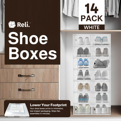 Reli ventilated shoe boxes 14-pack provide breathability to help keep sneakers fresh.