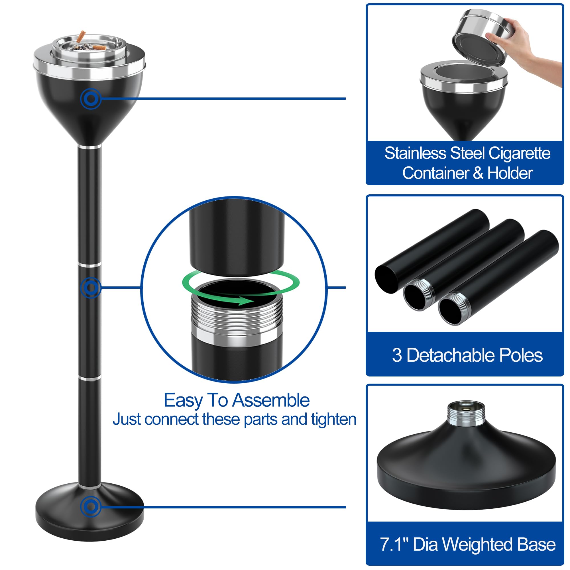 RELIANCER detachable cigarette container used as tabletop ashtray