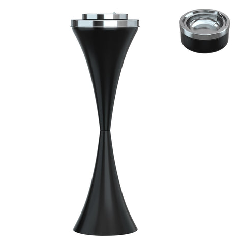 RELIANCER floor ashtray stand with chrome finish for weather-ready outdoor use