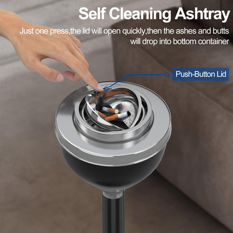 RELIANCER self-cleaning lid action showing quick ash disposal and odor containment
