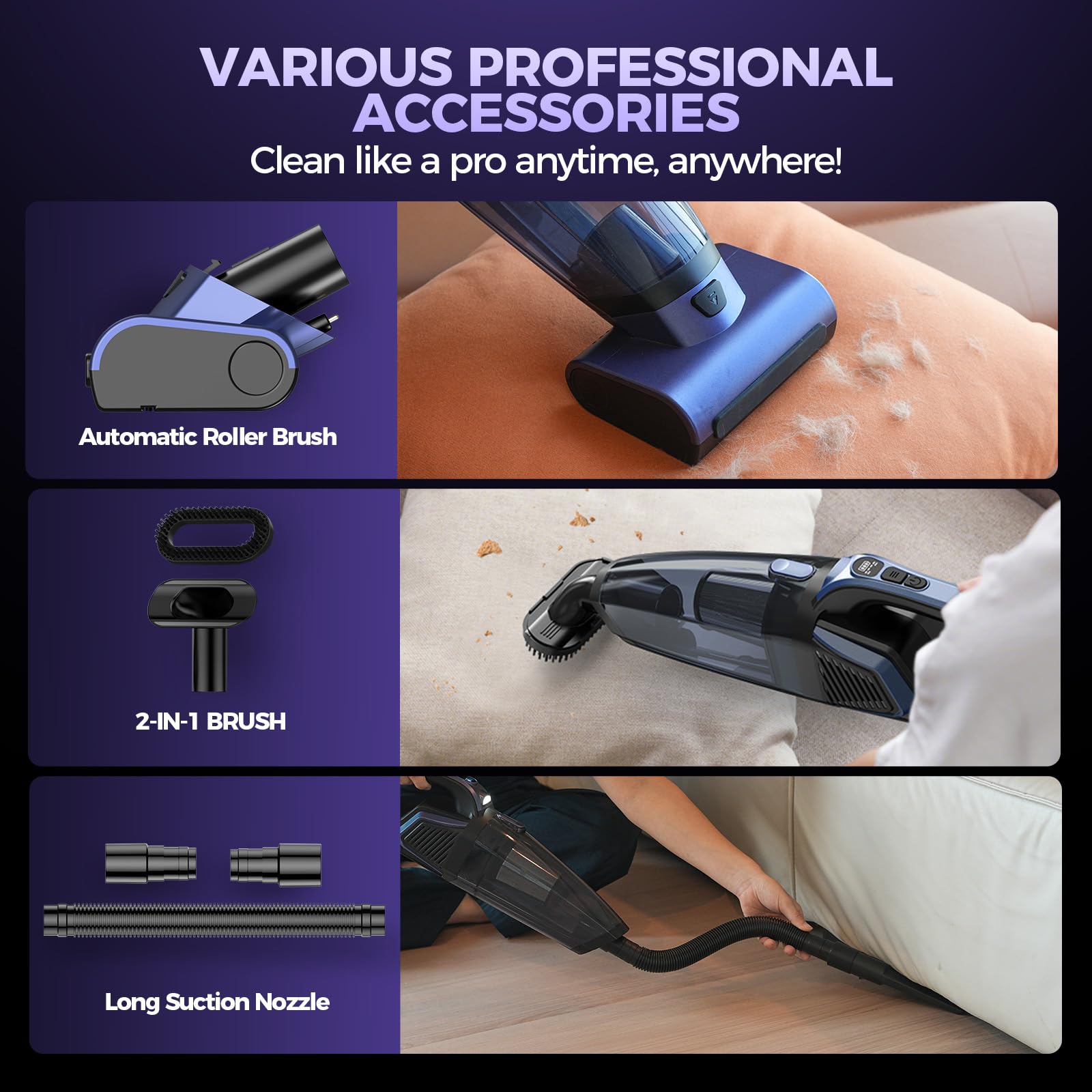 RELIDOL car interiors and home surfaces stay cleaner with quick battery-powered cleanups.