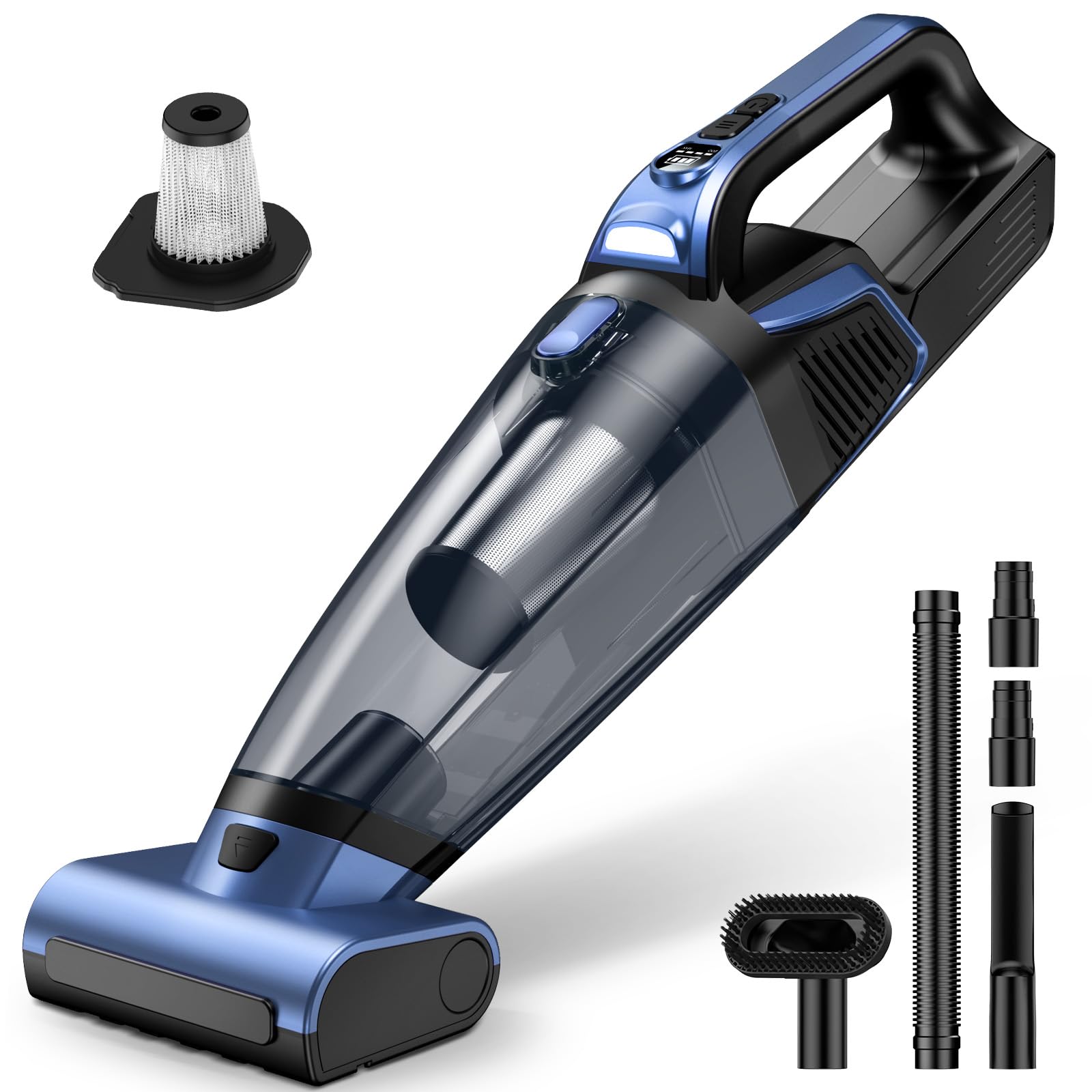 RELIDOL cordless blue pet vacuum for quick pet hair cleanup at home and in the car.