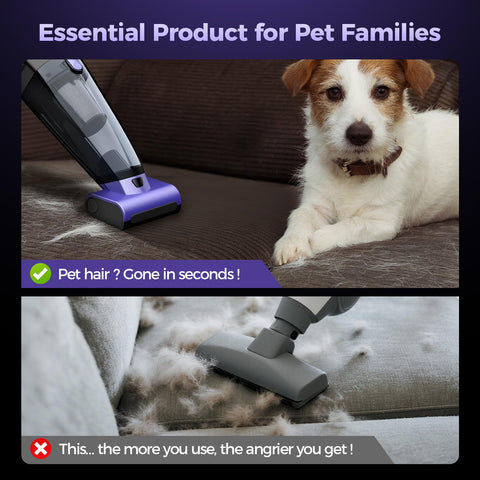 RELIDOL VC038S automatic rolling brush removes pet hair from furniture