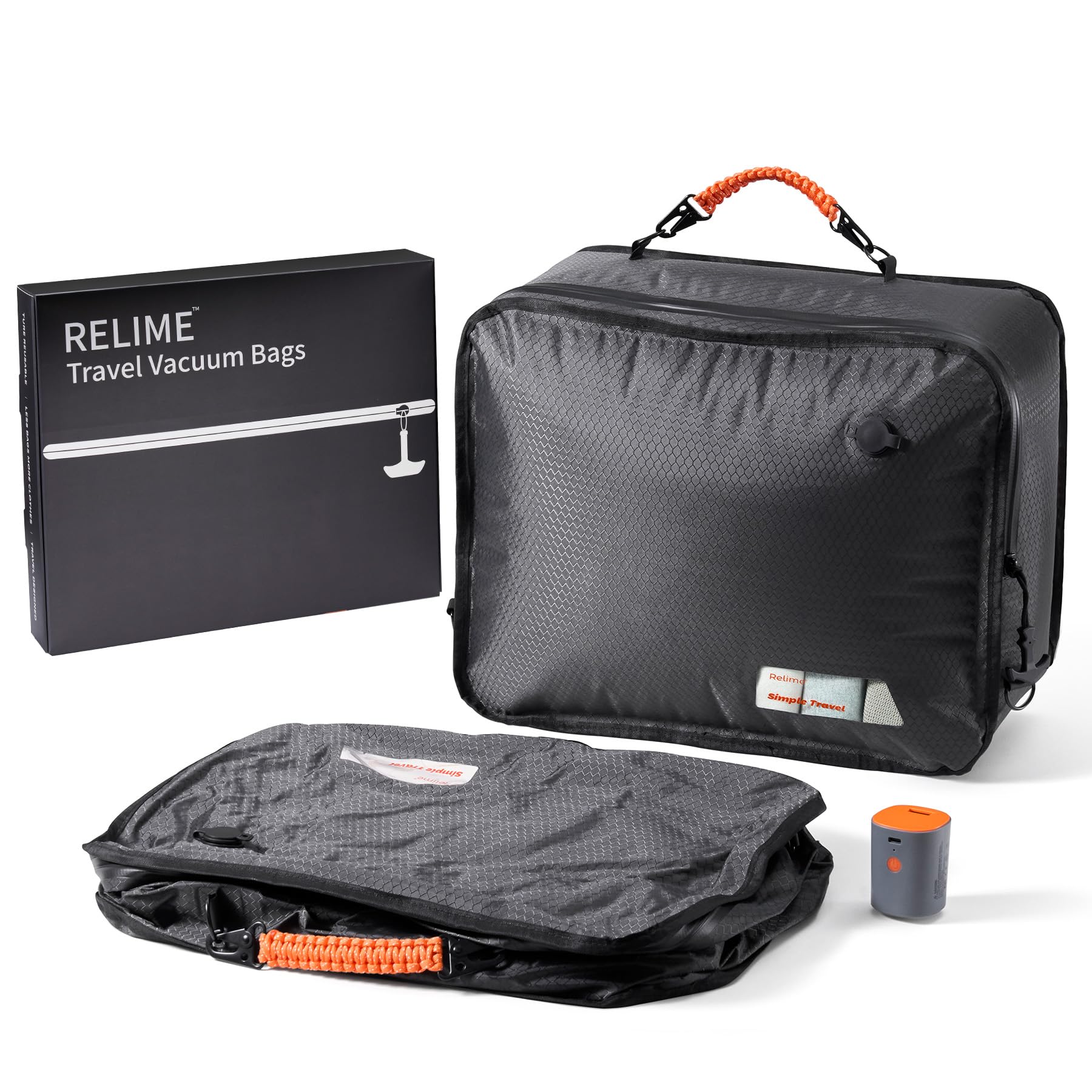 Relime Apex 2Medium+Pump bags open for easy loading and organization.