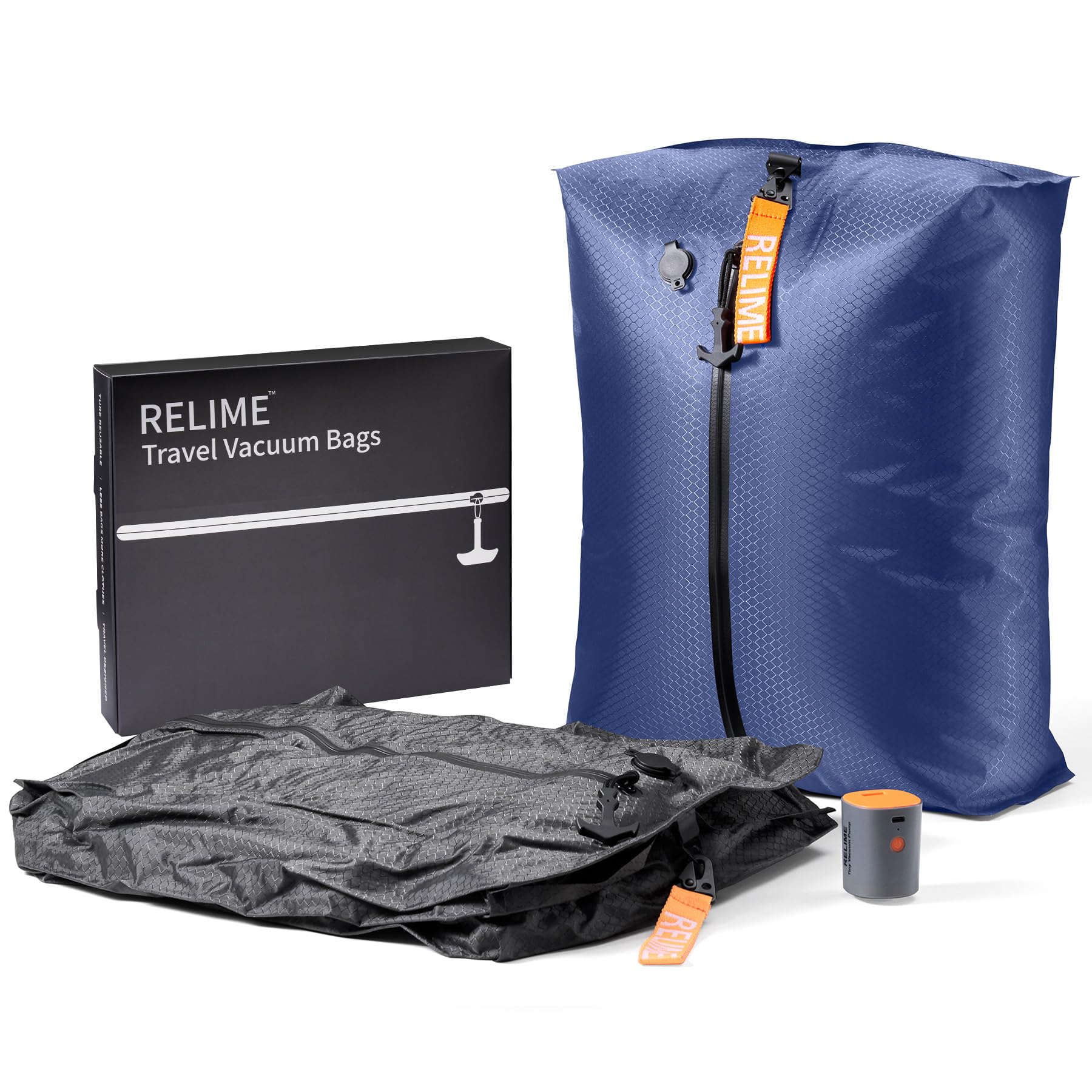 Relime Classic Series vacuum bags with pump keep carry-ons organized and compact.