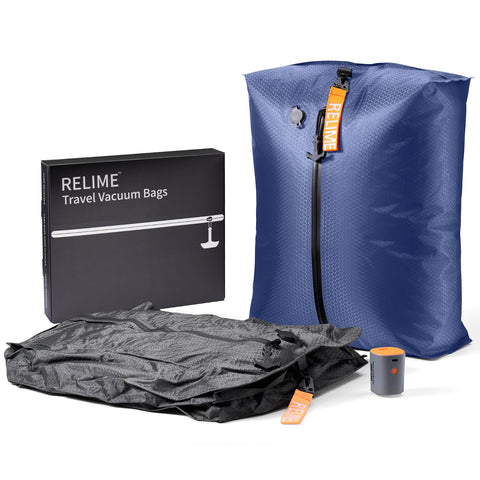 Relime Classic Series vacuum bags with pump keep carry-ons organized and compact.
