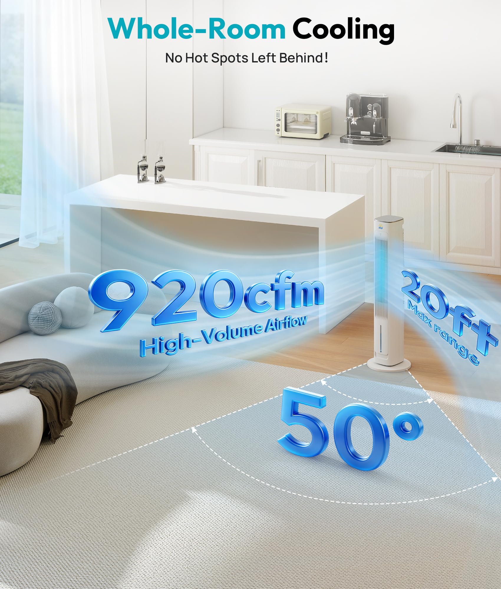 Rellytech cooler side angle showing slim tower design and venting