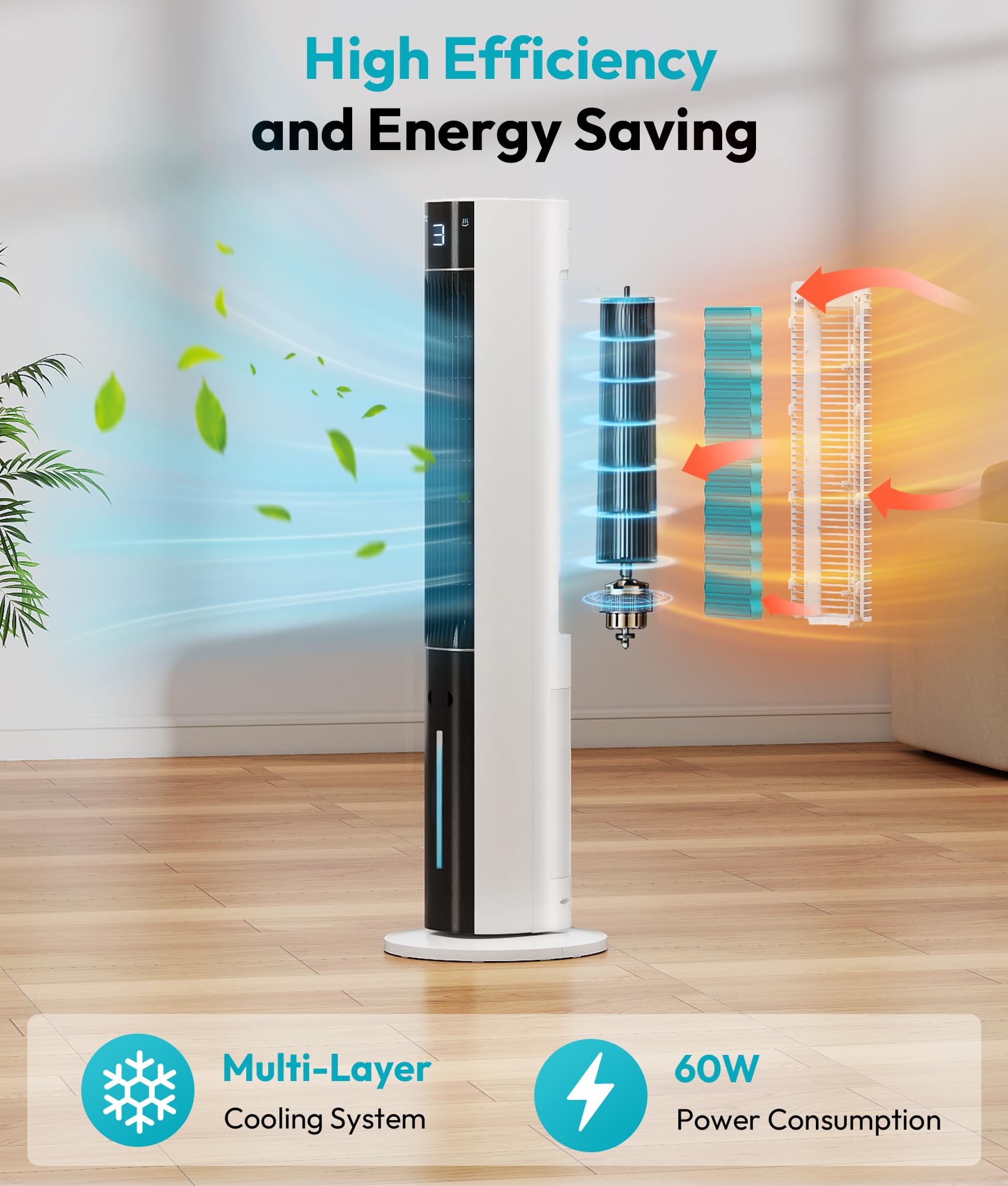 Rellytech evaporative air cooler ice packs included for cooler air.