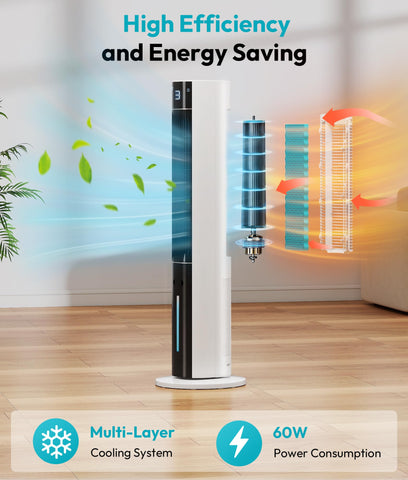 Rellytech evaporative air cooler ice packs included for cooler air.