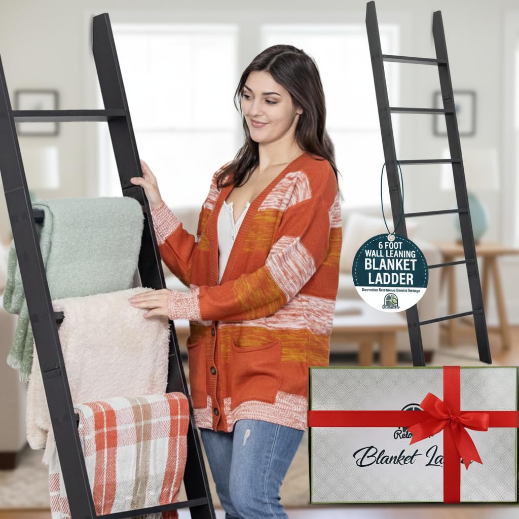 RELODECOR blanket ladder wall-leaning profile offering easy quilt access