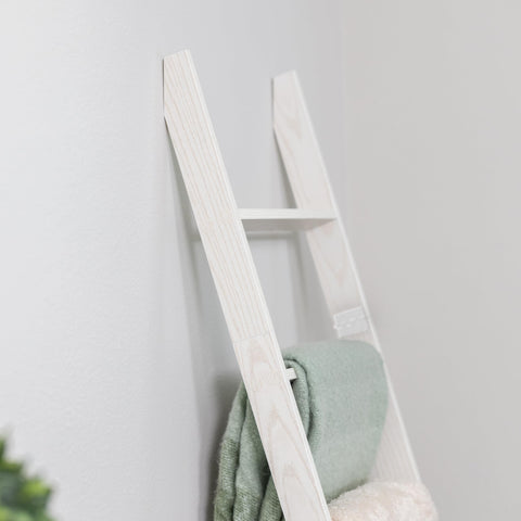 RELODECOR blanket ladder in white finish adds elegant decor and practical storage