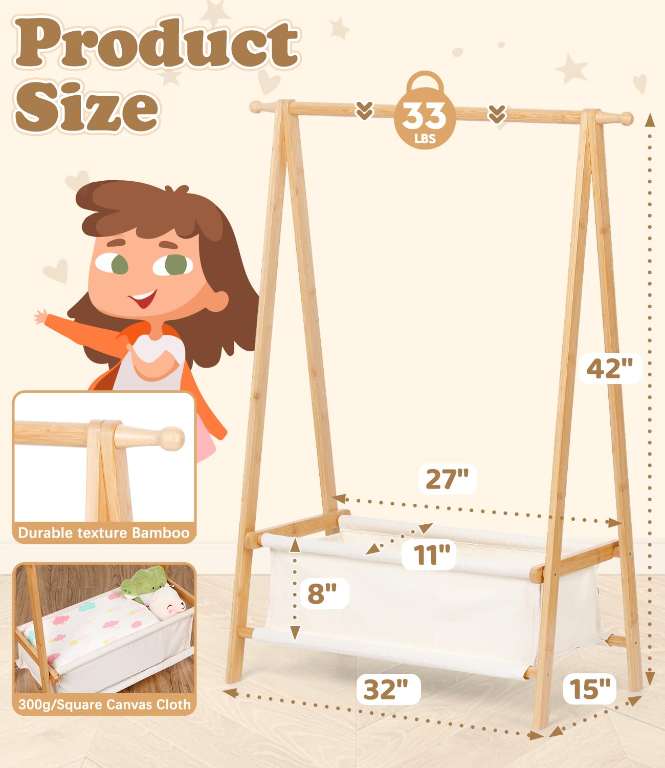 Relquorax kid clothing rack hanging rod ideal for costume storage and easy access