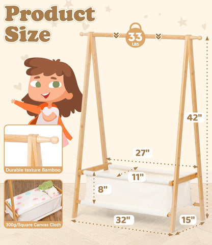 Relquorax kid clothing rack hanging rod ideal for costume storage and easy access