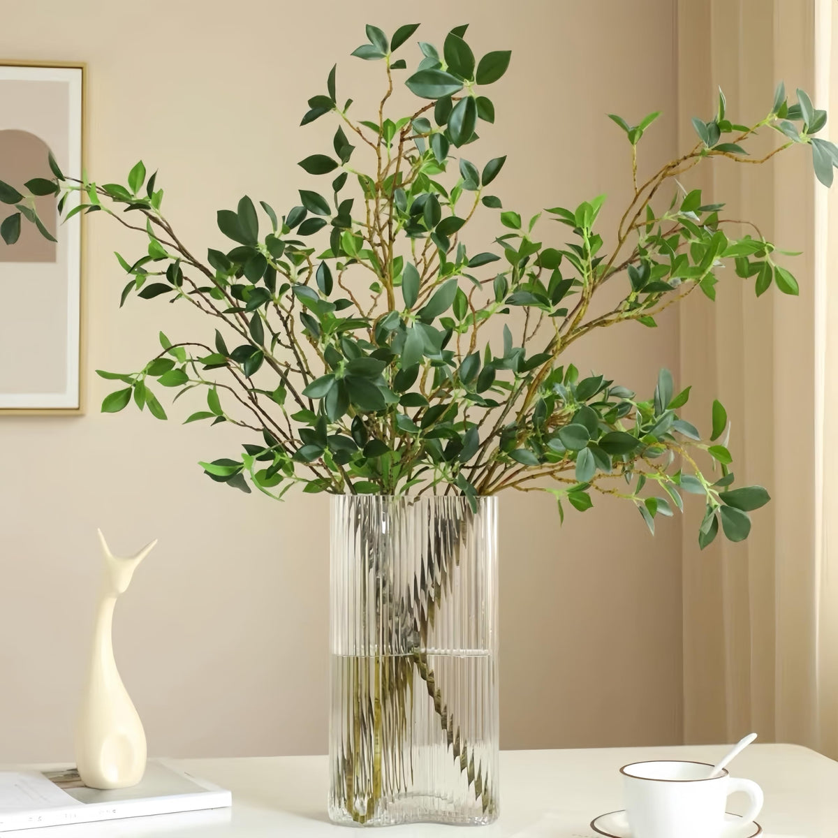 Relxhmft artificial greens branch setup enhances table decor with lifelike texture