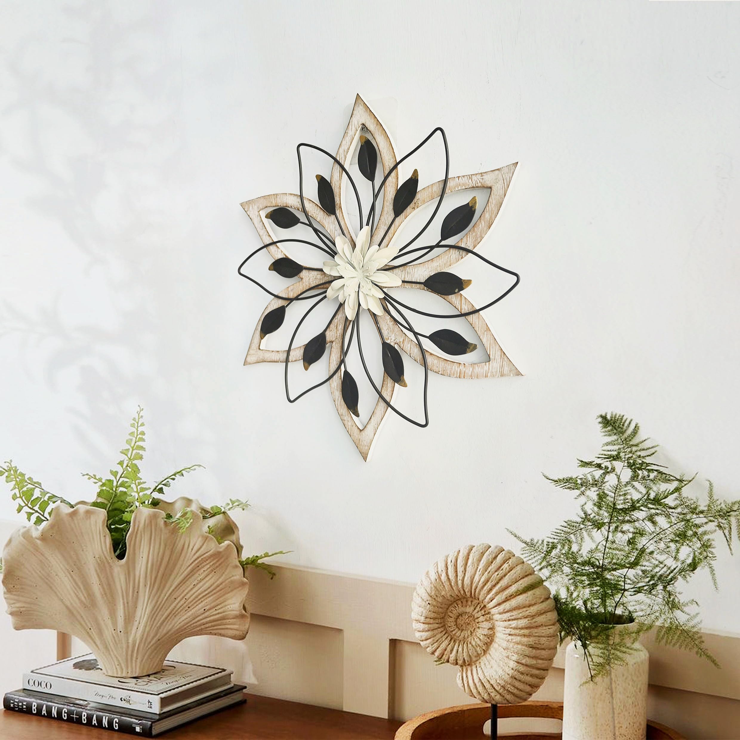 Remenna 13.5-inch square flower wall art suits small spaces and hallways.