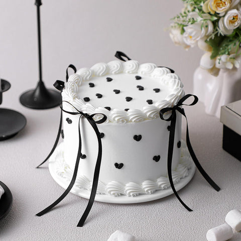 Remerry black bow white round fake cake display prop ideal for photography