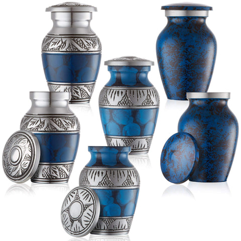 Reminded mini urns with threaded lid for secure ashes containment