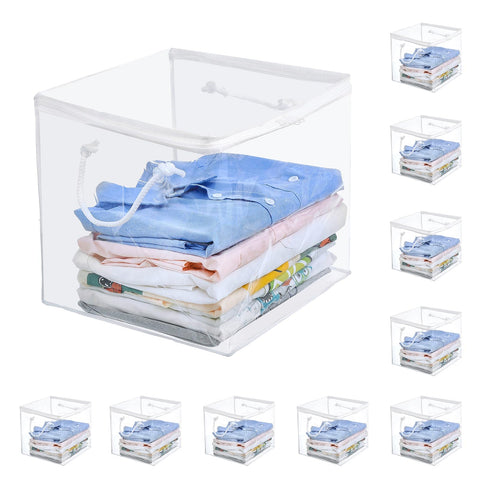 Remittur clear bags with handles for easy transport and visibility.