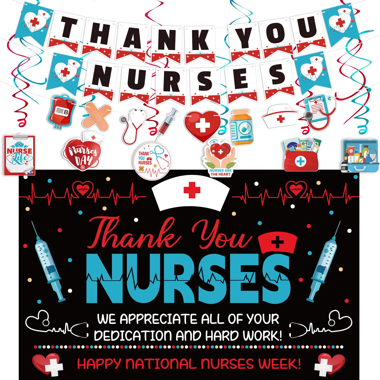 Renbuzhu nurses week decorations set, packaging on display for easy setup