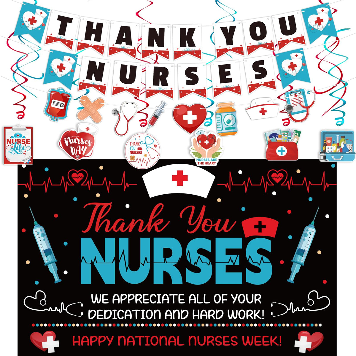 Renbuzhu nurses week decorations set, packaging on display for easy setup