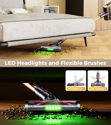 RENDOW cordless vacuum 6-in-1 accessories reach stairs and crevices
