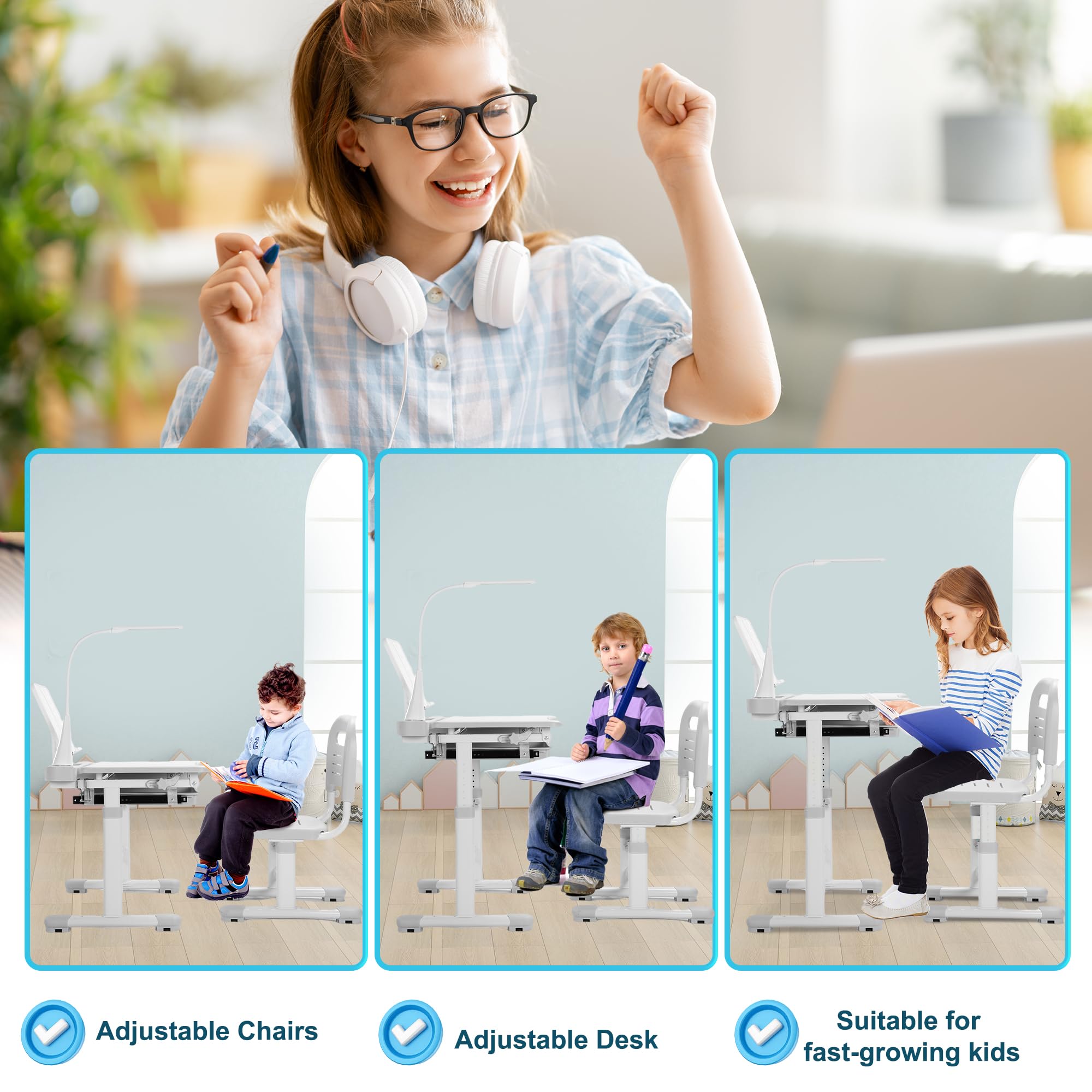 Rengue kids chair height adjustable for ergonomic study