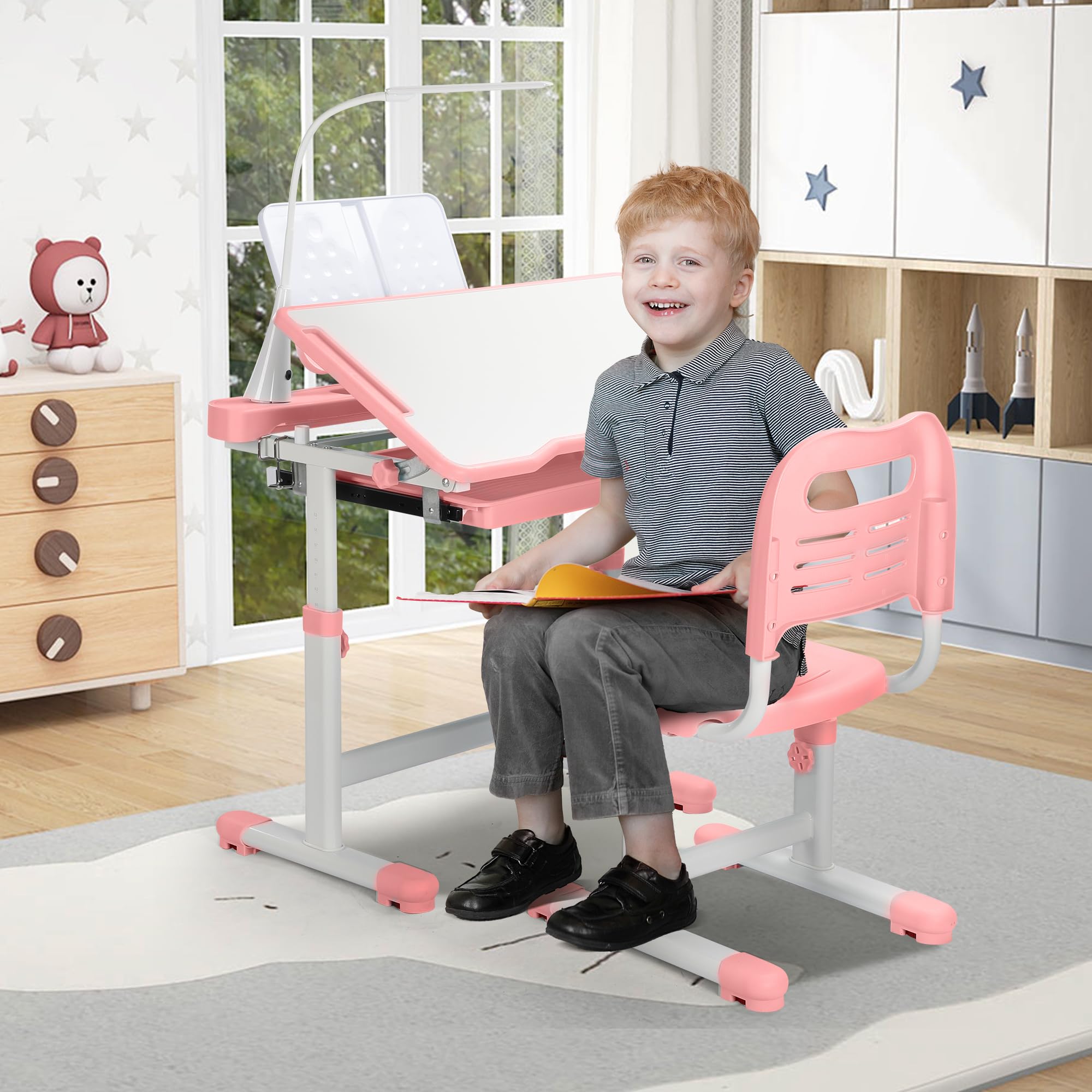 Rengue kids desk-chair set with height-adjustable design to grow with your child.