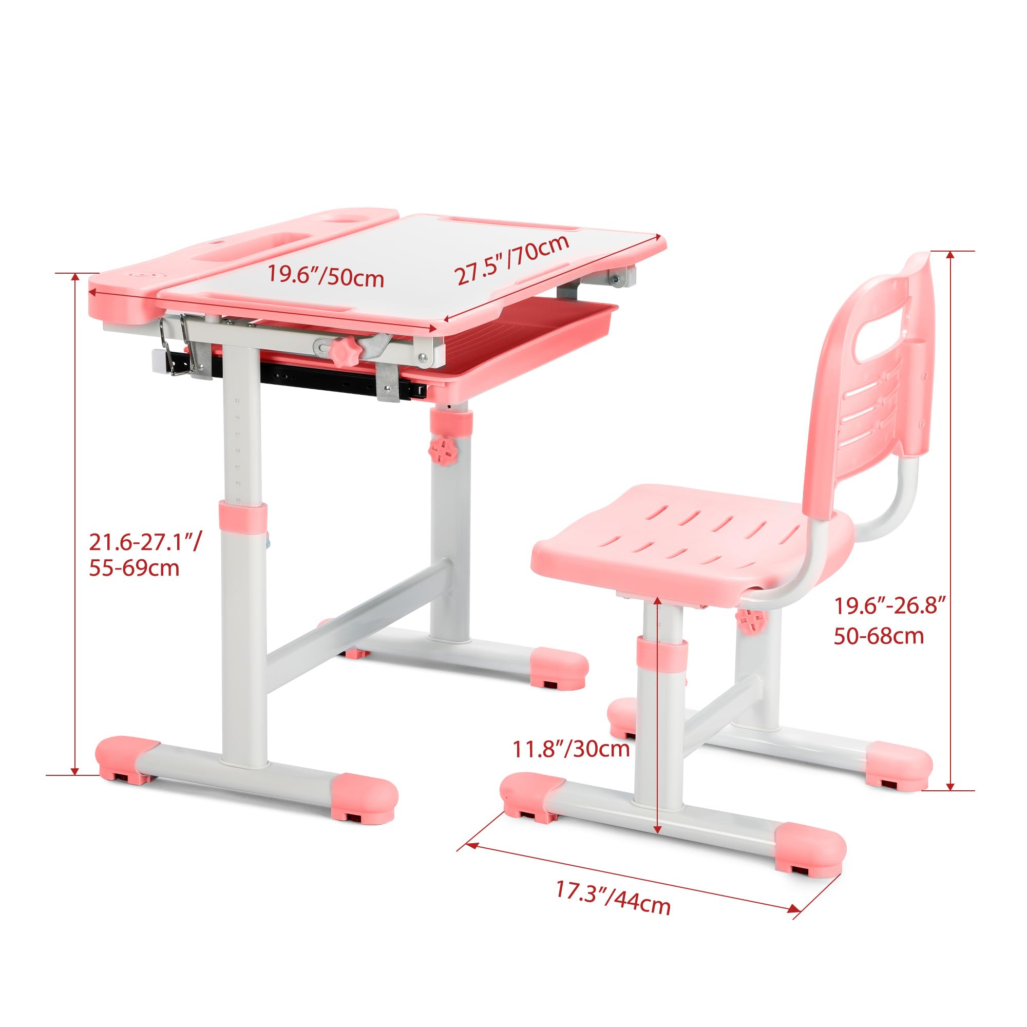 Rengue pink desk set ideal for home study or classroom corners.